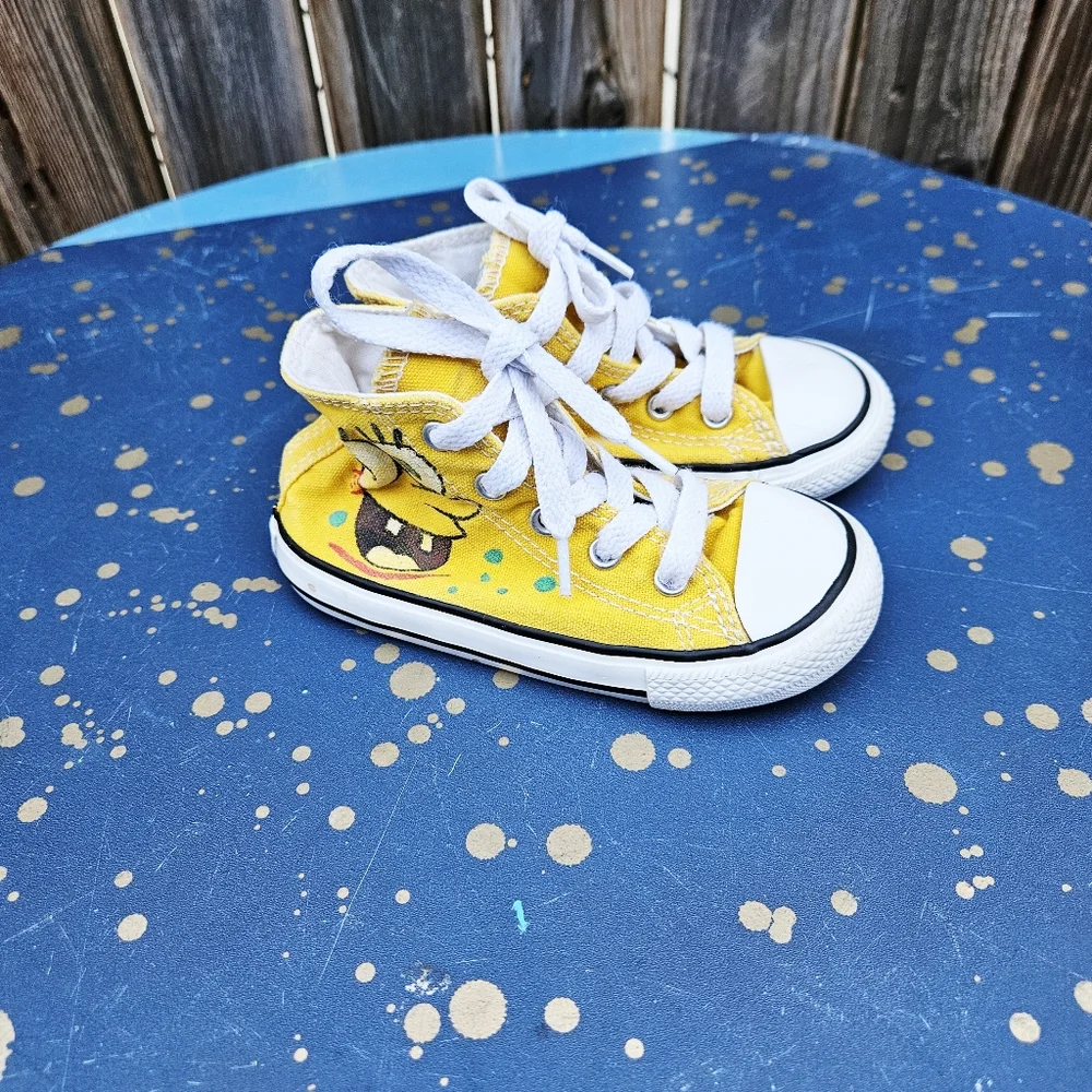 Converse SpongeBob Kids High-Top Sneakers - Yellow Size 8 - Picture 4 of 16